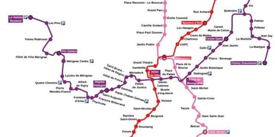 Метрото Бордо картата