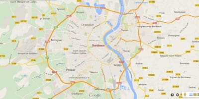 Карта на околностите на Бордо, Франция